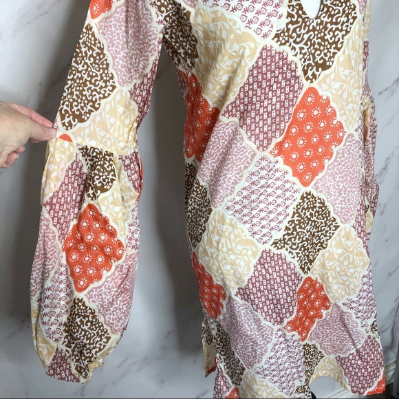 Irving & Fine for Lucky Brand Patchwork Balloon Sleeve Dress Small - Picture 3 of 5